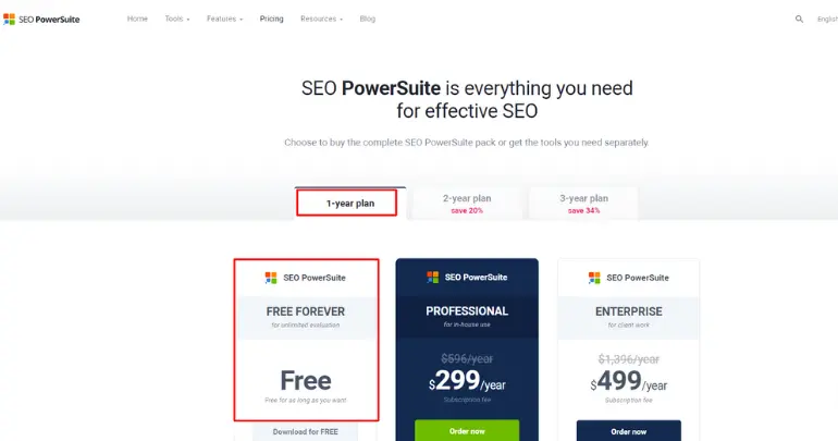 SEO PowerSuite pricing