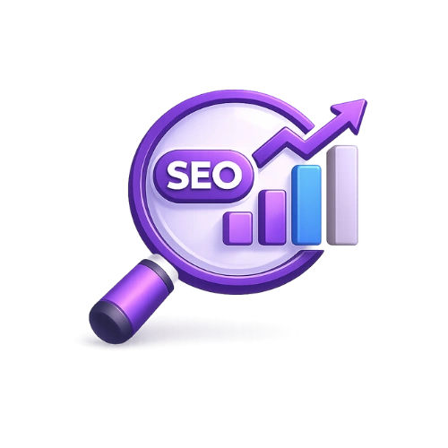 3D SEO icon showing search growth and visibility for small businesses in 2026