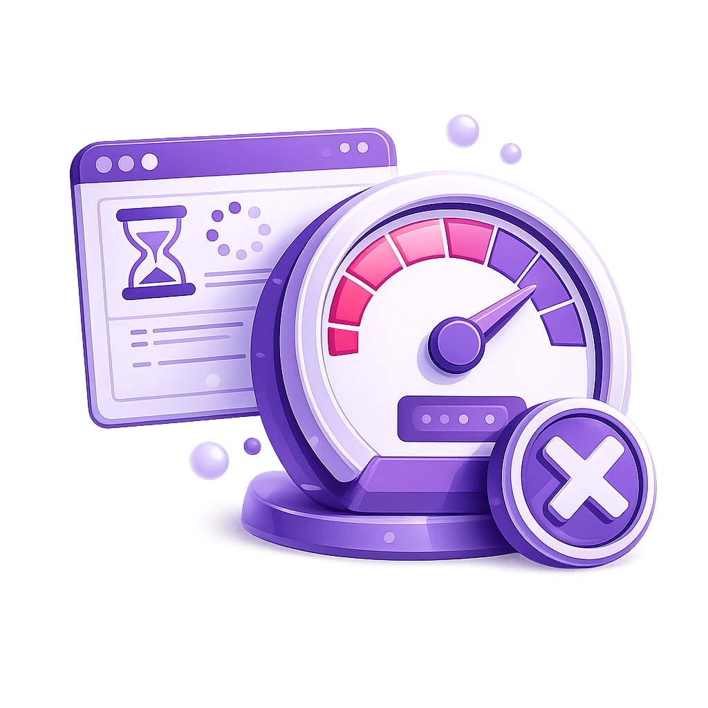 3D icon representing a slow WordPress site affecting enquiries and conversions