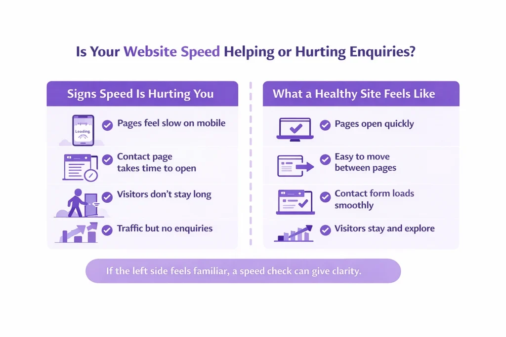 Two-column infographic comparing slow vs fast WordPress sites and visitor behaviour