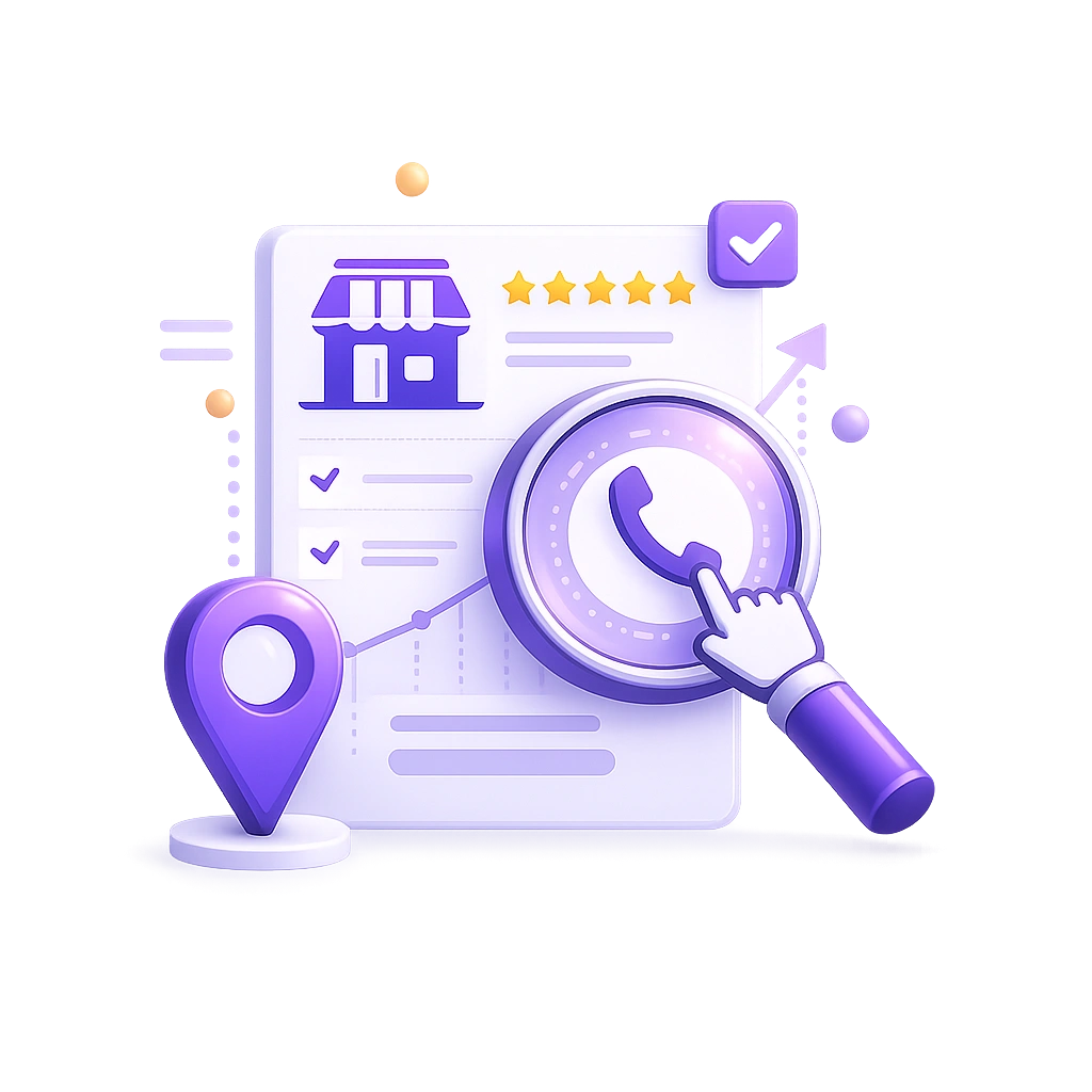 3D illustration representing SEO and lead generation strategy for small business websites