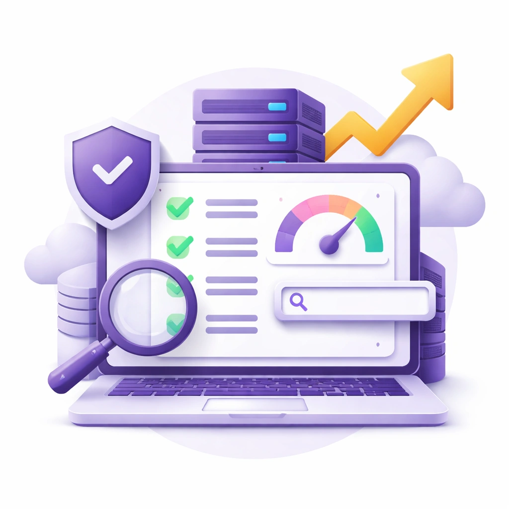 3D illustration of hosting proposal concept showing website performance, security, and SEO optimisation for better speed and lead generation
