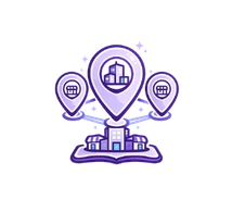 Multi location enterprise local SEO services icon showing multiple business locations connected in local search
