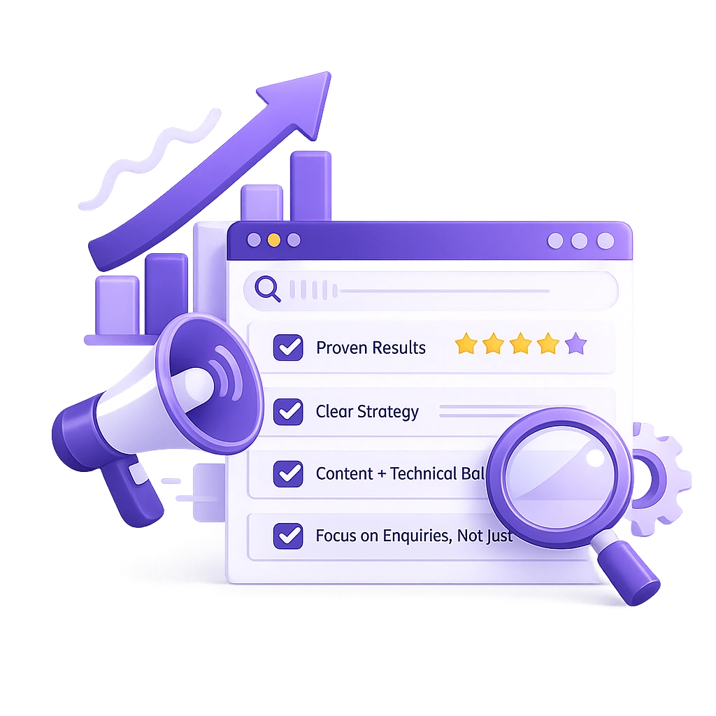 3D illustration representing voice SEO company and search optimization strategy