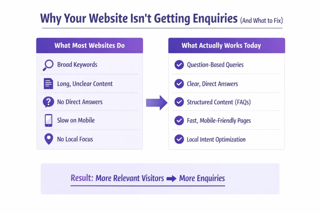 Why websites fail to generate enquiries and how voice SEO improves traffic quality and conversions