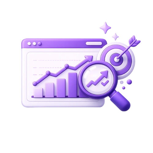 3D ongoing SEO icon showing website optimization, search visibility growth, and long-term ranking improvement.