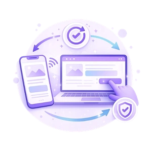 Responsive website interaction icon representing smooth user experience across mobile and desktop devices