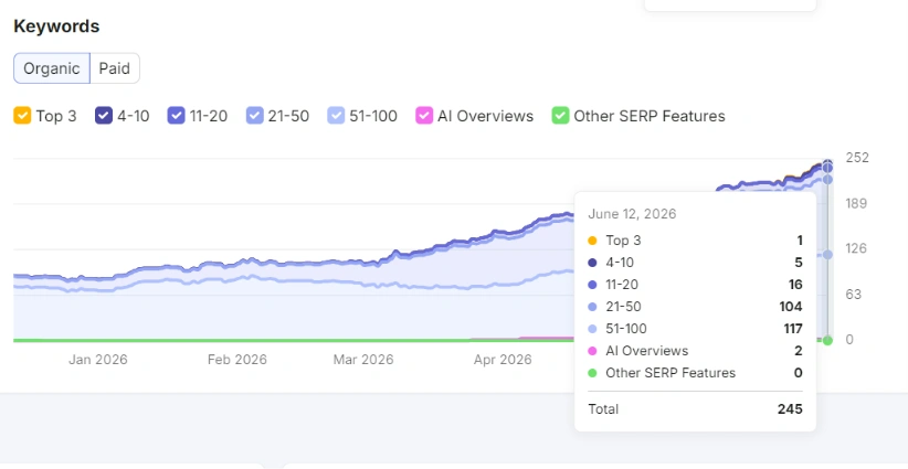 keyword ranking improved through onging SEO and website maintenance